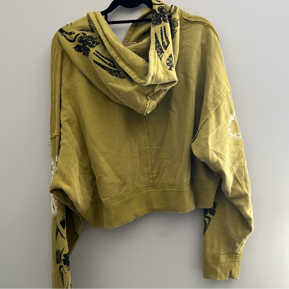 Free People We The Free Love Again Hoodie Cropped Top in Avocado Oil - Picture 7 of 10